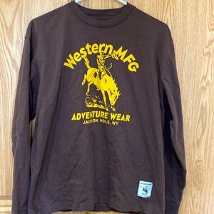 Old Navy Dark Brown Long Sleeve Tee with Yellow Western Graphic